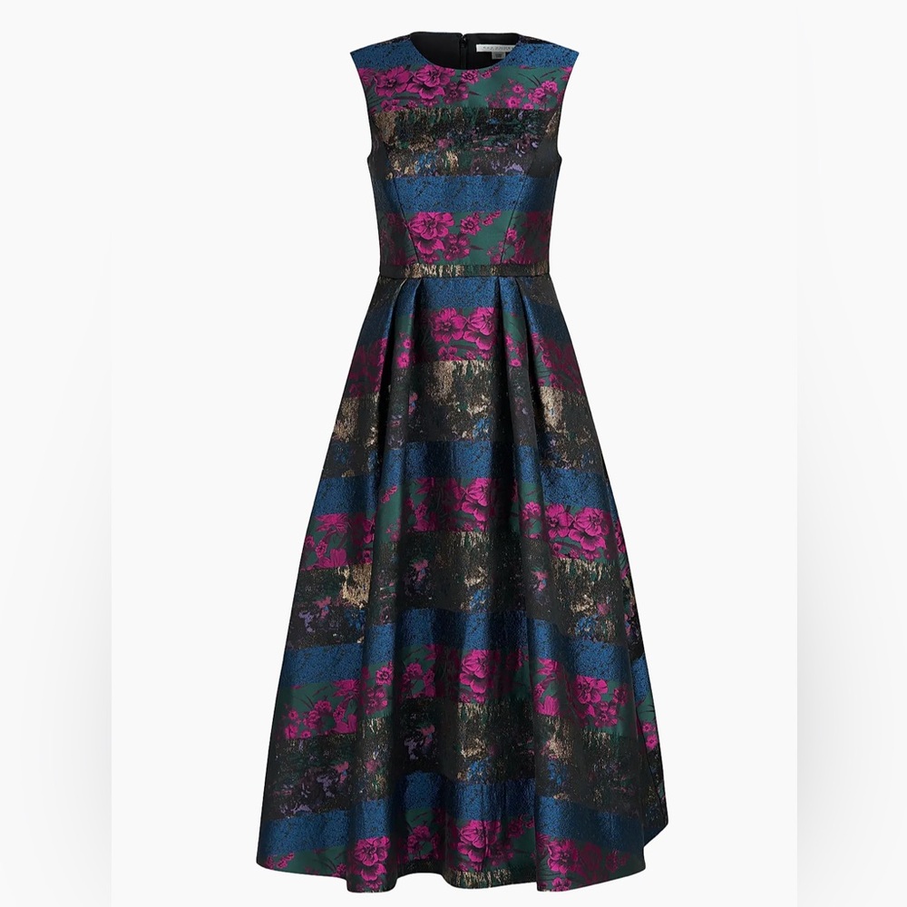 NEW Kay Unger Faye Painterly Jacquard Cocktail Dress - Picture 6 of 15